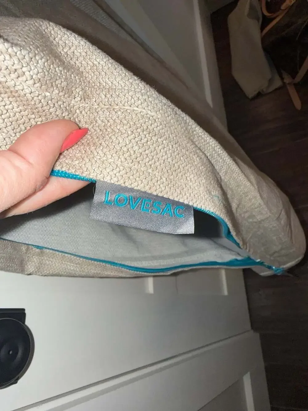 Lovesac Sactionals Seat Cushion Cover in Almond Latticed Velvet